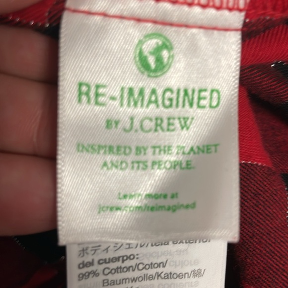 J. Crew Black Red Plaid Holiday Tartan Long Sleeve Ruffle Button Down Size Large - Picture 6 of 7